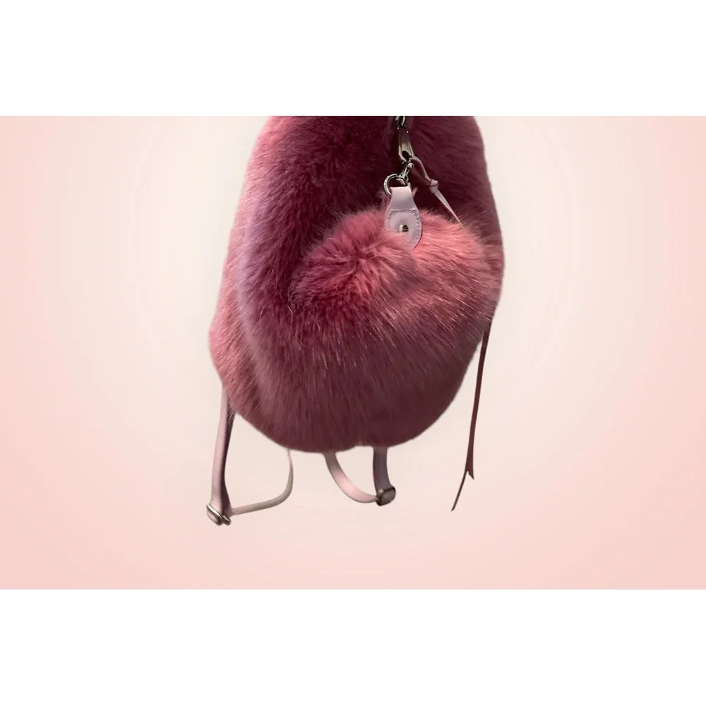 Rebecca Minkoff Pink Faux Fur Backpack